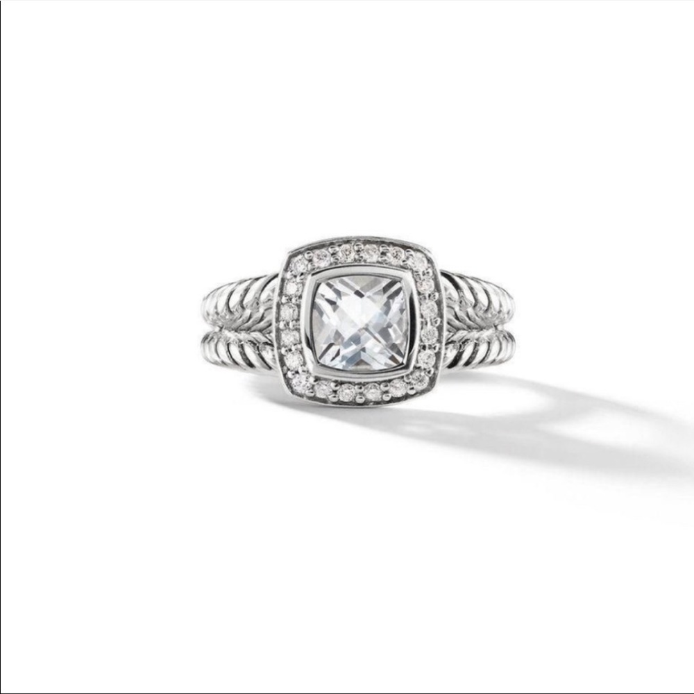 David Yurman White Topaz Diamond Petite Albion Ring